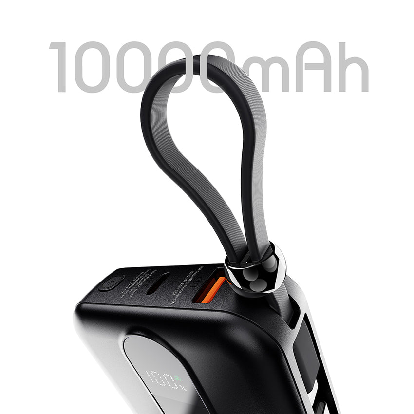 Lenyes P562L Dijital LED Göstergeli Dahili Type-C ve Lightning Kablolu Powerbank 22.5W 10000mAh