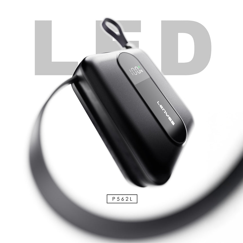 Lenyes P562L Dijital LED Göstergeli Dahili Type-C ve Lightning Kablolu Powerbank 22.5W 10000mAh