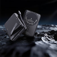 Lenyes P571 Standlı M-safe Manyetik Şarj Özellikli Dahili Type-C ve Lightning Kablolu Powerbank 22.5W 10000mAh