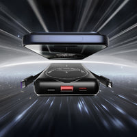 Lenyes P571 Standlı M-safe Manyetik Şarj Özellikli Dahili Type-C ve Lightning Kablolu Powerbank 22.5W 10000mAh