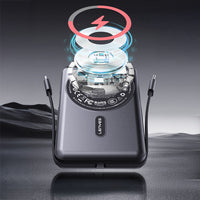 Lenyes P571 Standlı M-safe Manyetik Şarj Özellikli Dahili Type-C ve Lightning Kablolu Powerbank 22.5W 10000mAh