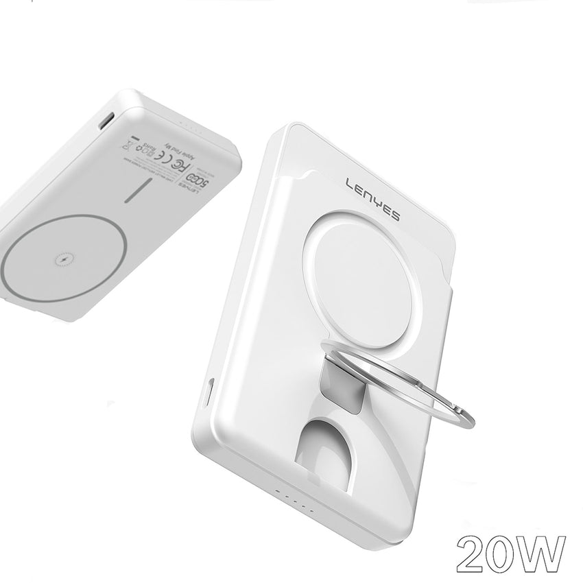 Lenyes PW0006D | PD  Apple Find My Destekli 20W Hızlı Şarj Kartlıklı Standlı Wireless Powerbank 5000mAh