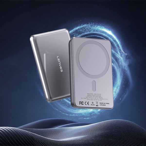 Lenyes PW0015D | Ultra İnce Manyetik Kablosuz Powerbank 15W 5000mAh LED Göstergeli