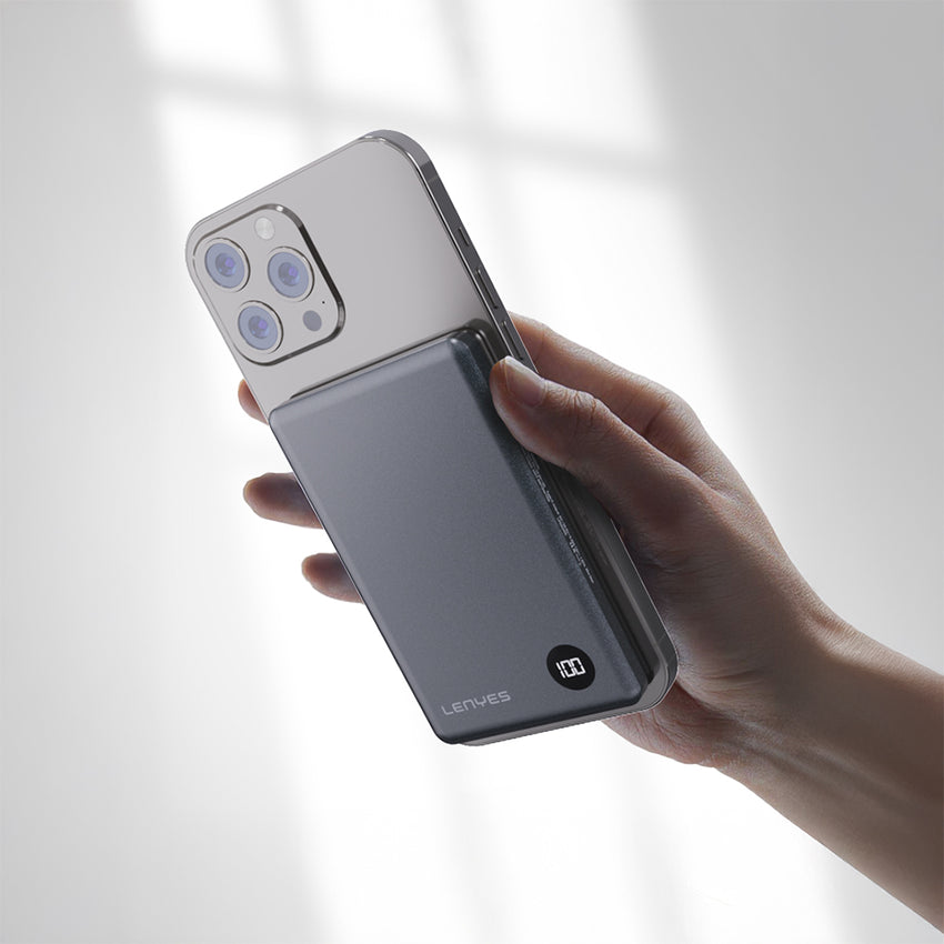 Lenyes PW037D | Ultra İnce 15W MagSafe Uyumlu Powerbank 5000mAh | LED Ekranlı