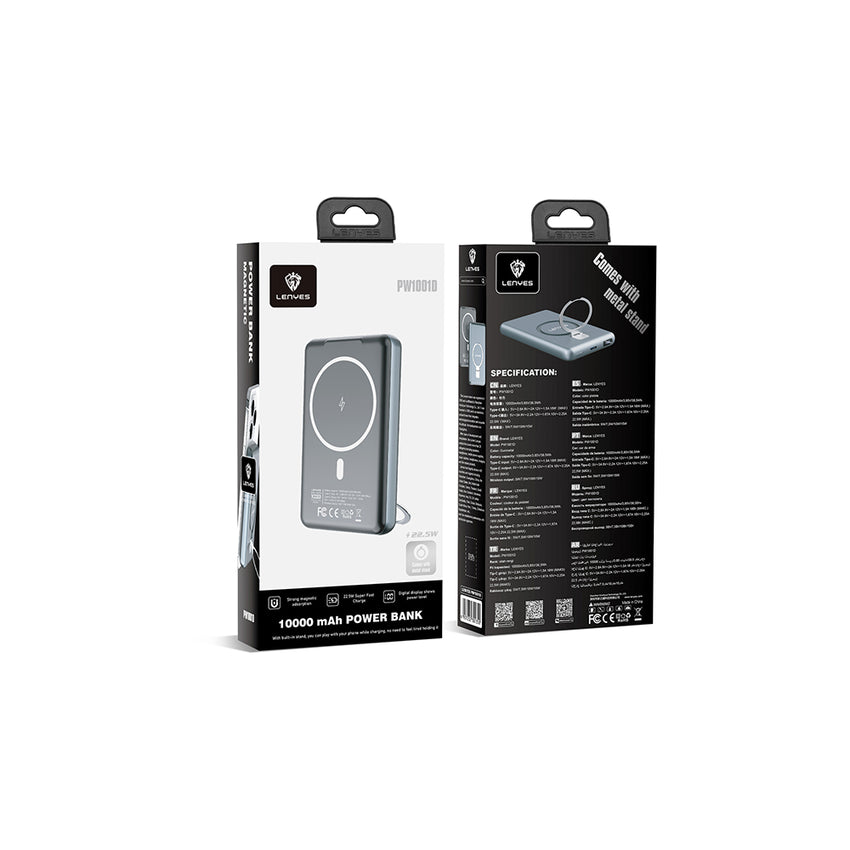 Lenyes PW1001D | PD 22.5W Hızlı Şarj Standlı Wireless Powerbank 15W 10000mAh