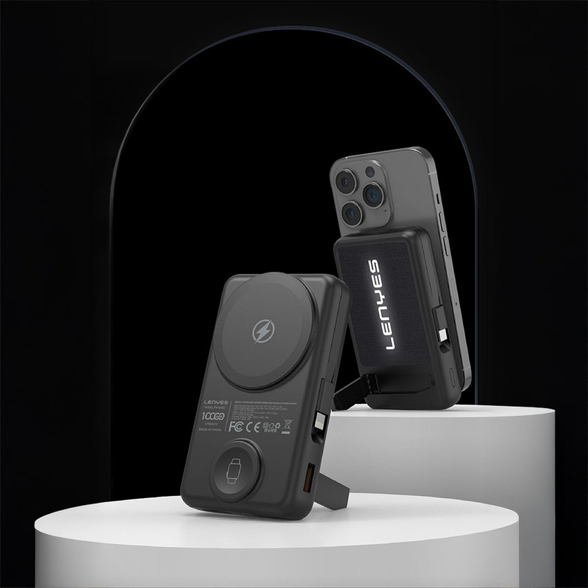 Lenyes PW1003D Akıllı Saat ve Telefon Şarj Özellikli Standlı Wireless Powerbank 22.5W 10000mAh