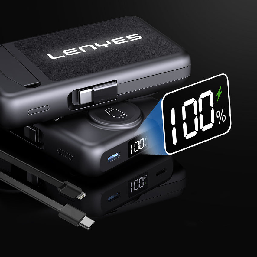 Lenyes PW1003D Akıllı Saat ve Telefon Şarj Özellikli Standlı Wireless Powerbank 22.5W 10000mAh