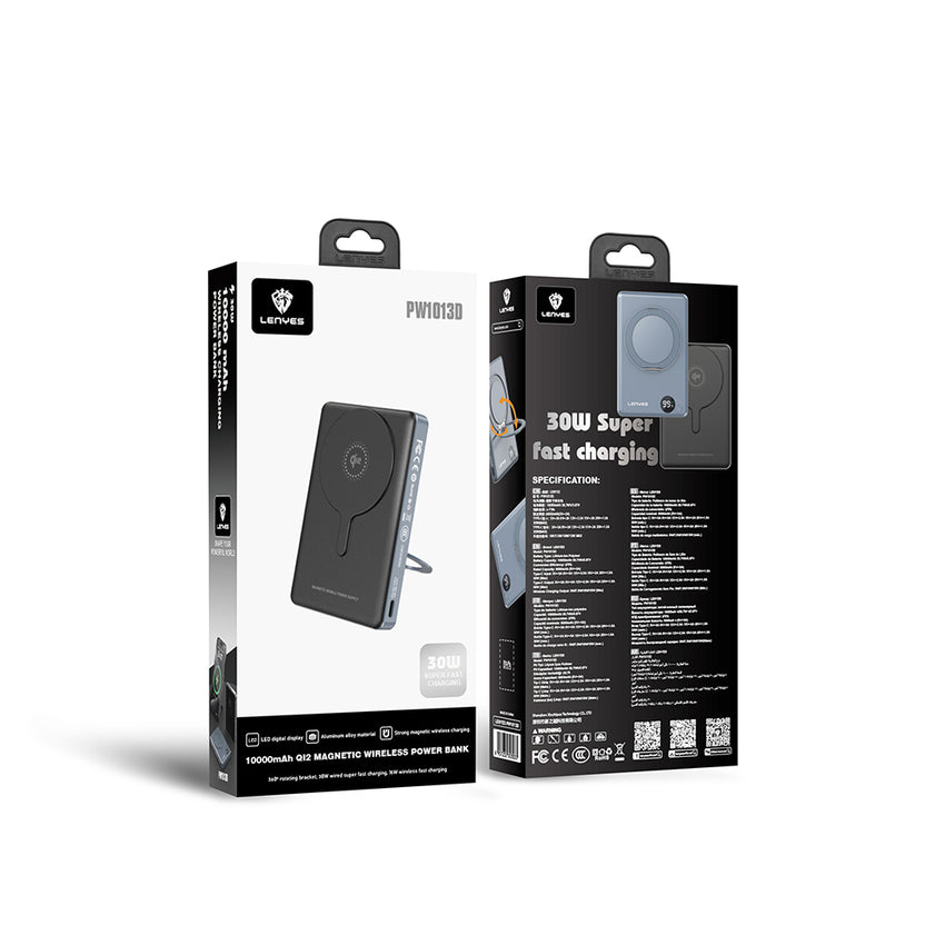 Lenyes PW1013D Qi2 Teknolojili 360° Standlı Kablosuz Şarj Özellikli Wireless Powerbank 30W 10000mAh