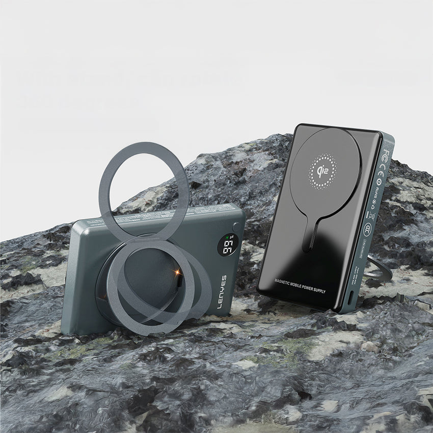 Lenyes PW1013D Qi2 Teknolojili 360° Standlı Kablosuz Şarj Özellikli Wireless Powerbank 30W 10000mAh
