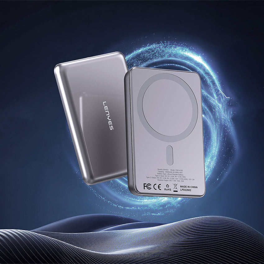 Lenyes PW1015D | Ultra İnce Manyetik Kablosuz Powerbank 15W 10000mAh LED Göstergeli