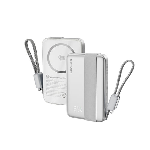 Lenyes PW1019D Qi2 Teknolojili Dahili Type-C Kablolu Wireless Powerbank 45W 10000mAh