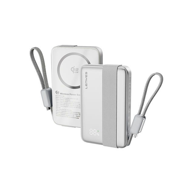 Lenyes PW1019D Qi2 Teknolojili Dahili Type-C Kablolu Wireless Powerbank 45W 10000mAh