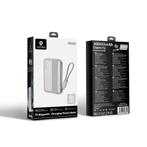 Lenyes PW1019D Qi2 Teknolojili Dahili Type-C Kablolu Wireless Powerbank 45W 10000mAh