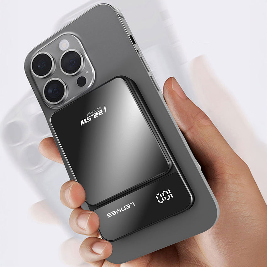 Lenyes PW126D | 22.5W Hızlı Şarjlı Manyetik Kablosuz & LED Ekranlı Powerbank 10000mAh