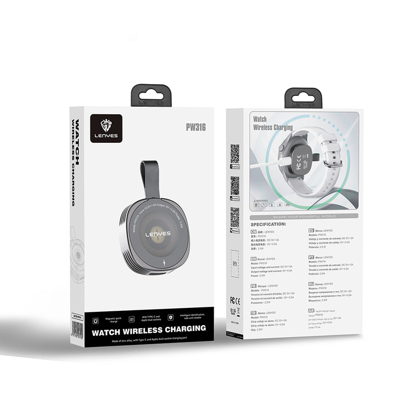 Lenyes PW316 | Mini Magnetik Wireless Akıllı Saat Şarj Cihazı 2.5W
