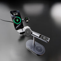 Lenyes PW319 Qi2 15W Ambiyans Işıklı 3in1 Kablosuz Şarj Standı | Telefon, Saat, Kulaklık Uyumlu