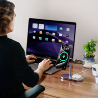 Lenyes PW319 Qi2 15W Ambiyans Işıklı 3in1 Kablosuz Şarj Standı | Telefon, Saat, Kulaklık Uyumlu