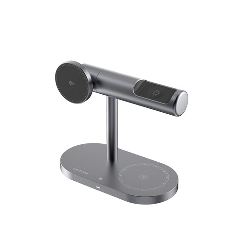 Lenyes PW319 Qi2 15W Ambiyans Işıklı 3in1 Kablosuz Şarj Standı | Telefon, Saat, Kulaklık Uyumlu