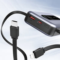 Lenyes PX1002D | 35W Hızlı Şarj Destekli Entegre 2 Kablolu Dijital LED Ekranlı Powerbank 10000mAh