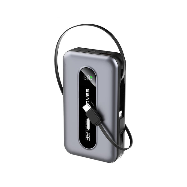 Lenyes PX1002D | 35W Hızlı Şarj Destekli Entegre 2 Kablolu Dijital LED Ekranlı Powerbank 10000mAh