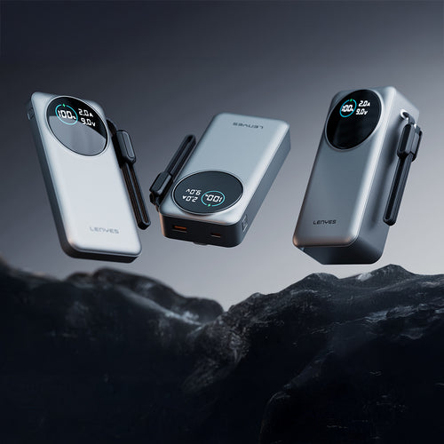 Lenyes PX1004D Dijital LED Ekranlı Dahili Lightning Kablolu Powerbank 22.5W 10000mAh