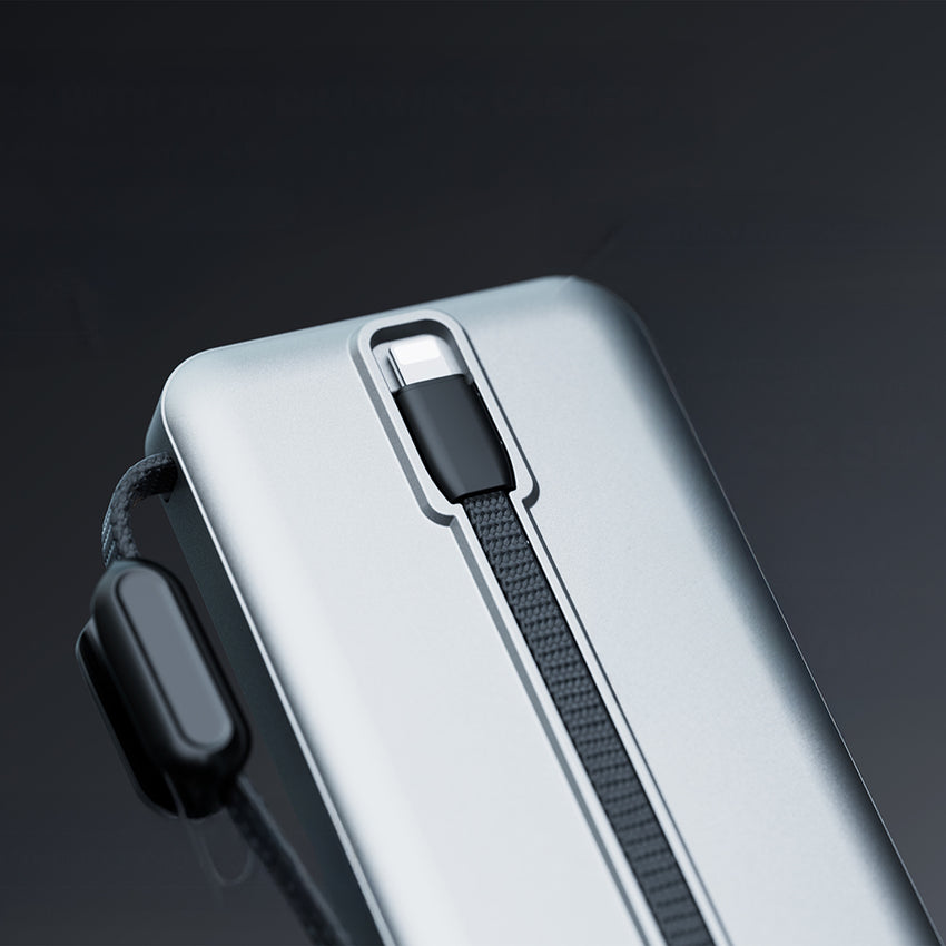 Lenyes PX1004D Dijital LED Ekranlı Dahili Lightning Kablolu Powerbank 22.5W 10000mAh