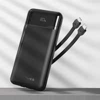 Lenyes PX180D Dijital LED Ekranlı Type-C ve Lightning Kablolu Powerbank 22.5W 10000mAh