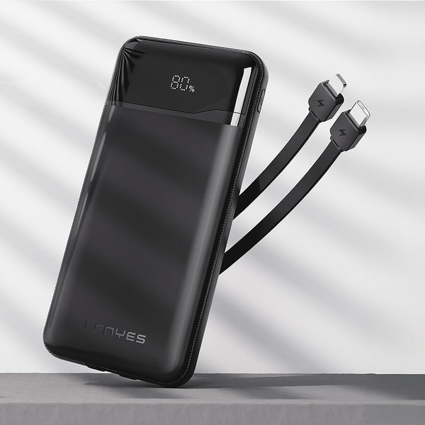 Lenyes PX180D Dijital LED Ekranlı Type-C ve Lightning Kablolu Powerbank 22.5W 10000mAh