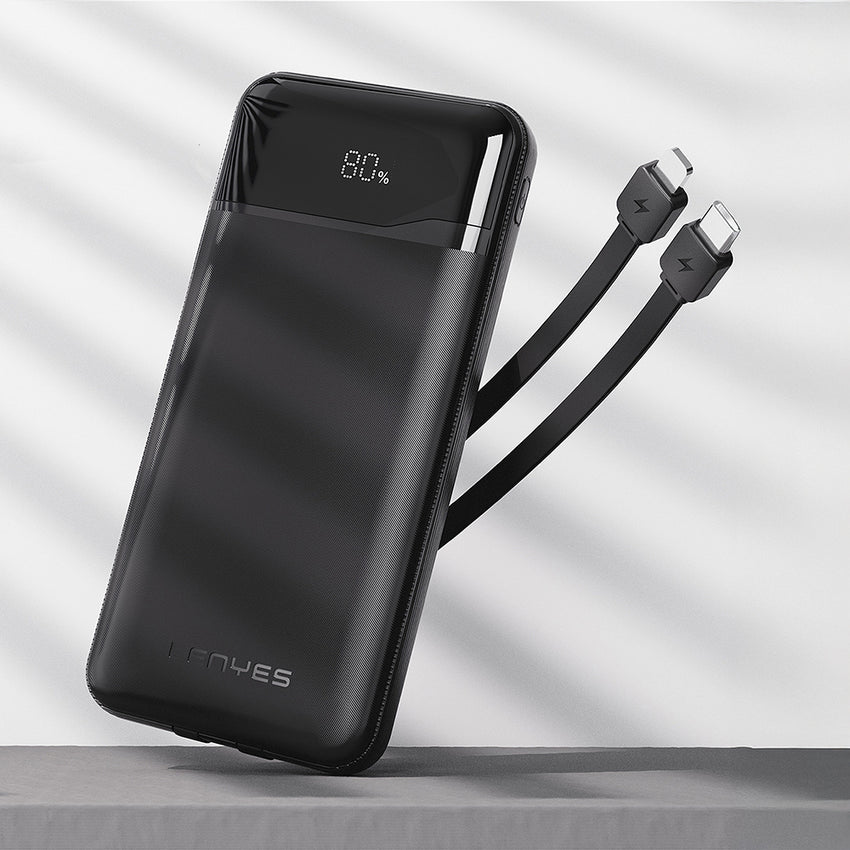 Lenyes PX180D Dijital LED Ekranlı Type-C ve Lightning Kablolu Powerbank 22.5W 10000mAh