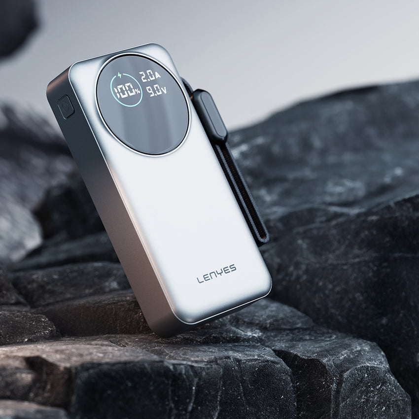 Lenyes PX2004D Dijital LED Ekranlı Dahili Lightning Kablolu Powerbank 22.5W 20000mAh