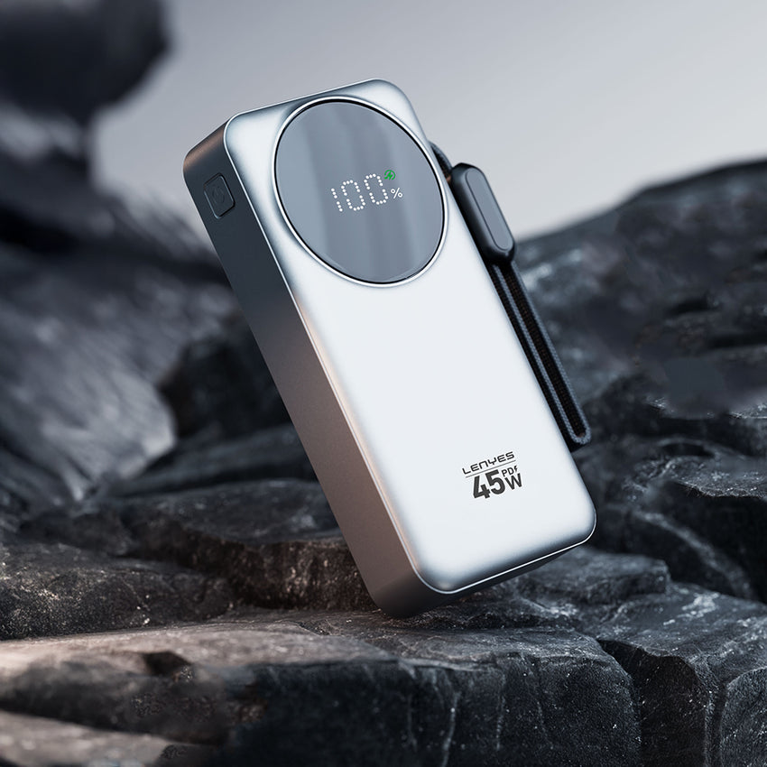 Lenyes PX279D Dijital LED Ekranlı Type-C ve Lightning Kablolu Powerbank 45W 20000mAh