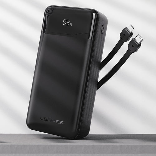 Lenyes PX280D Dijital LED Ekranlı Type-C ve Lightning Kablolu Powerbank 22.5W 20000mAh