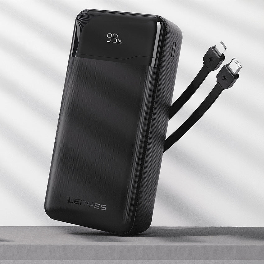 Lenyes PX280D Dijital LED Ekranlı Type-C ve Lightning Kablolu Powerbank 22.5W 20000mAh