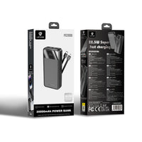 Lenyes PX280D Dijital LED Ekranlı Type-C ve Lightning Kablolu Powerbank 22.5W 20000mAh