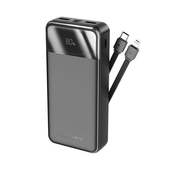 Lenyes PX280D Dijital LED Ekranlı Type-C ve Lightning Kablolu Powerbank 22.5W 20000mAh