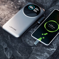 Lenyes PX3004D Dijital LED Ekranlı Dahili Lightning Kablolu Powerbank 22.5W 30000mAh