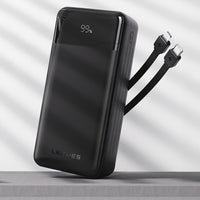 Lenyes PX380D Dijital LED Ekranlı Type-C ve Lightning Kablolu Powerbank 22.5W 30000mAh