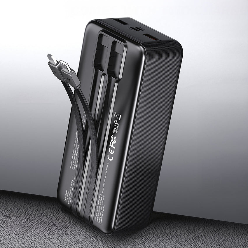 Lenyes PX380D Dijital LED Ekranlı Type-C ve Lightning Kablolu Powerbank 22.5W 30000mAh