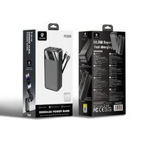 Lenyes PX380D Dijital LED Ekranlı Type-C ve Lightning Kablolu Powerbank 22.5W 30000mAh