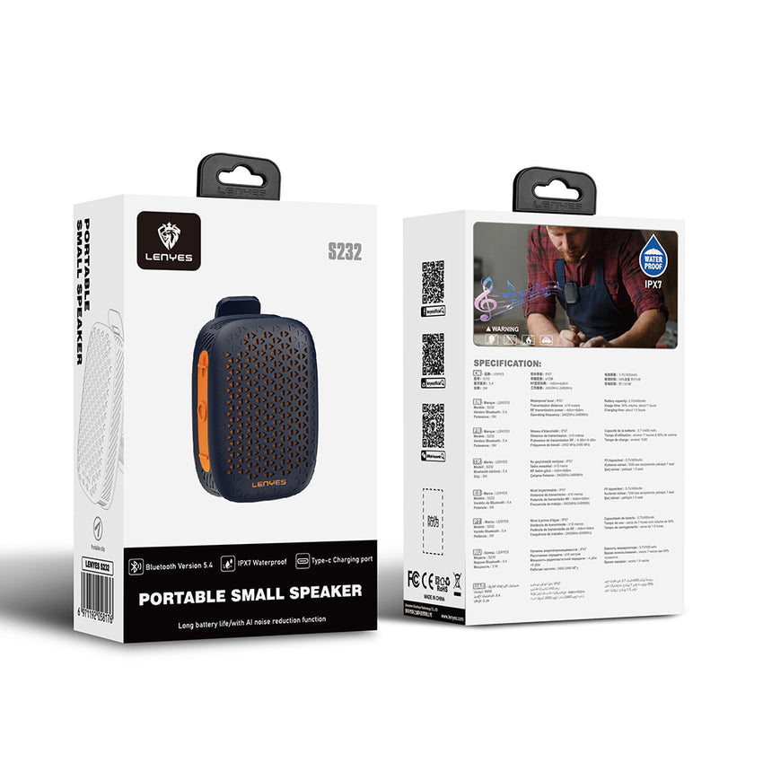 Lenyes S232 Mandallı Bluetooth Speaker | IPX7 Su Geçirmez & TWS