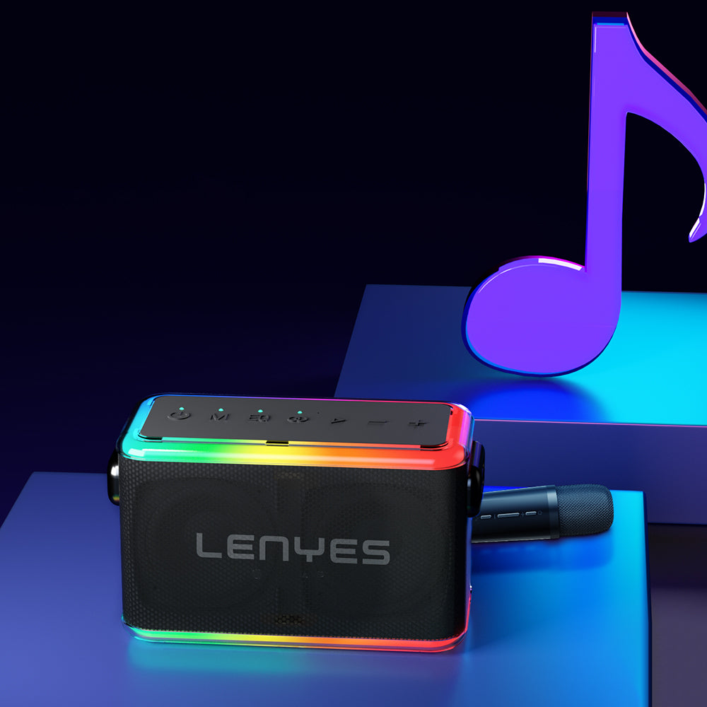 Lenyes S834 RGB Hoparlör | Taşınabilir Bluetooth & Karaoke Mikrofon