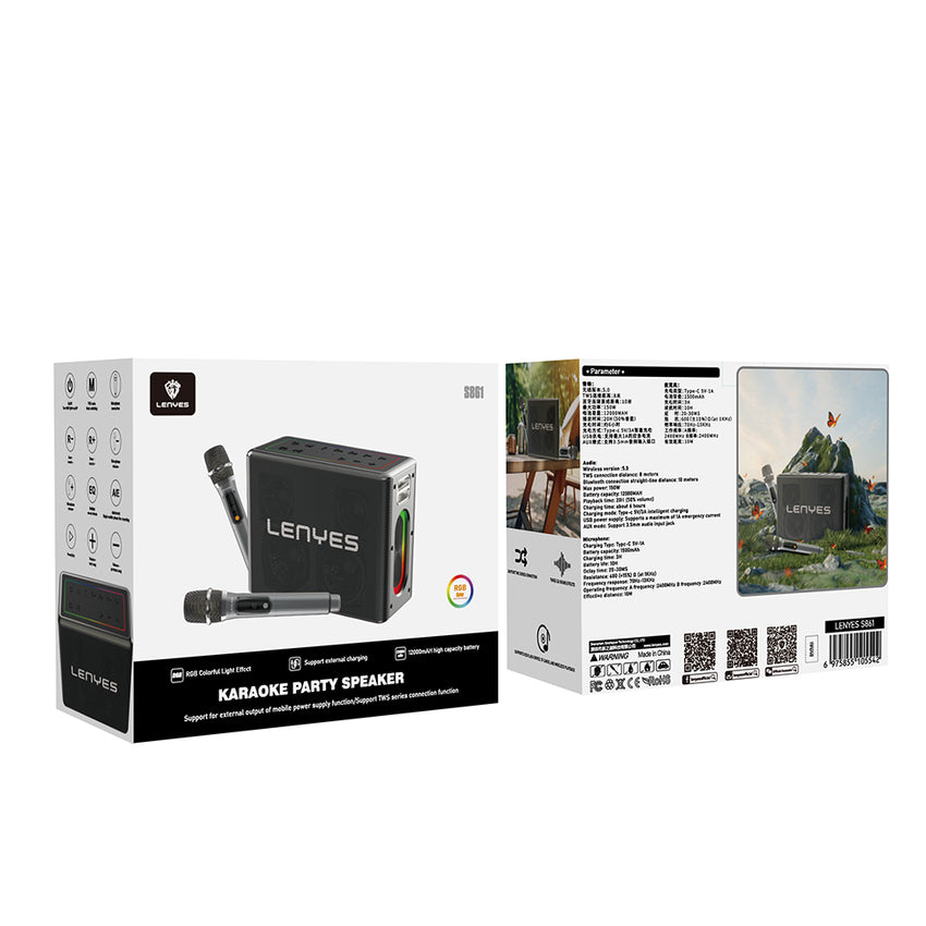 Lenyes S861 Mikrofonlu Bluetooth Speaker | 150W Güç & 12000mAh Powerbank