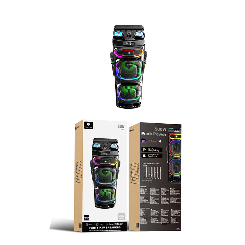 Lenyes S887 RGB Işıklı Çift Mikrofonlu Kablosuz TWS Bluetooth Speaker Hoparlör v5.3