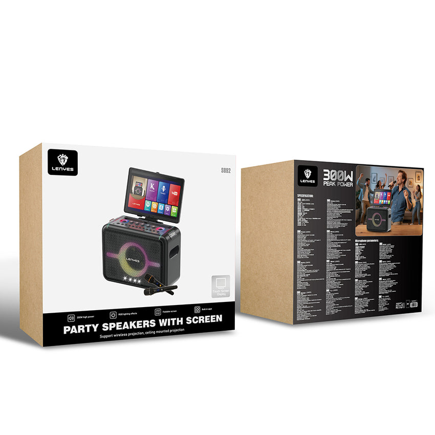 Lenyes S892 | RGB Işıklı Mikrofonlu Dokunmatik Ekranlı TWS Bluetooth Speaker 300W