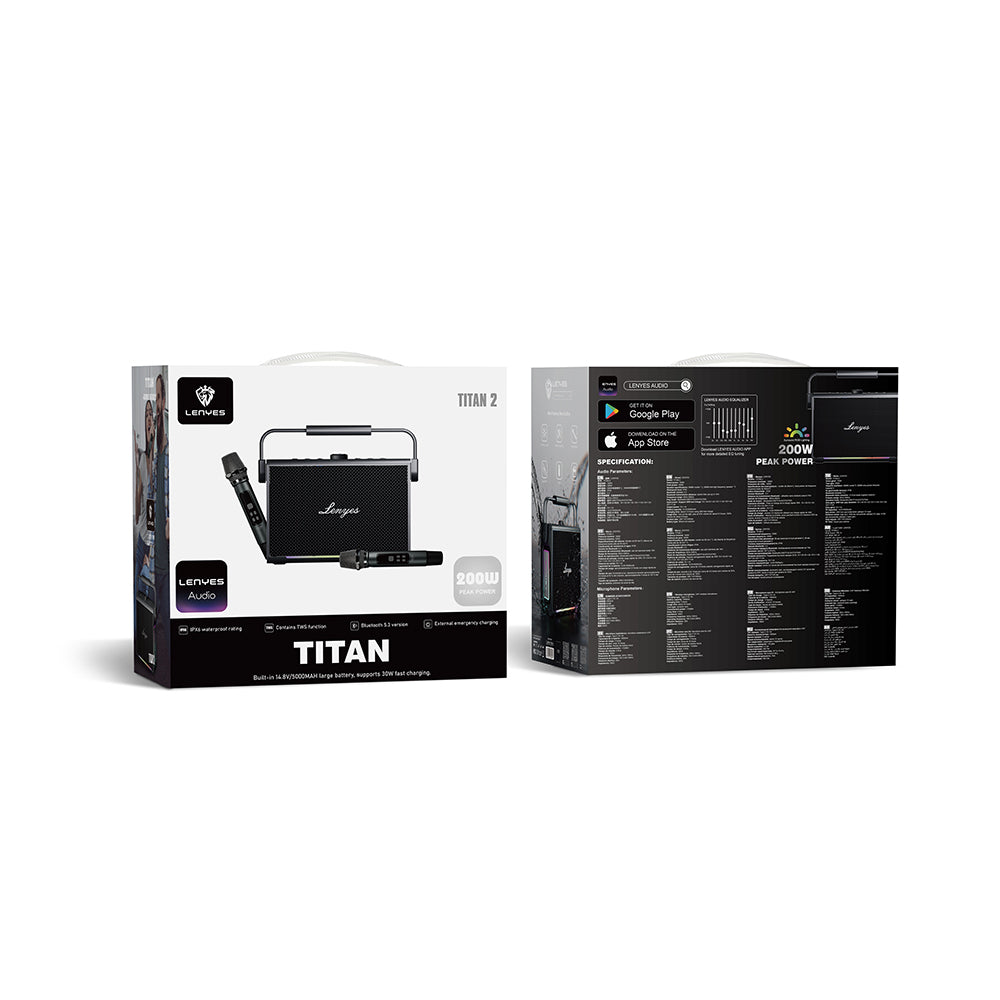 Lenyes Titan 2 RGB TWS Speaker 5000mAh | Çift Mikrofonlu Bluetooth