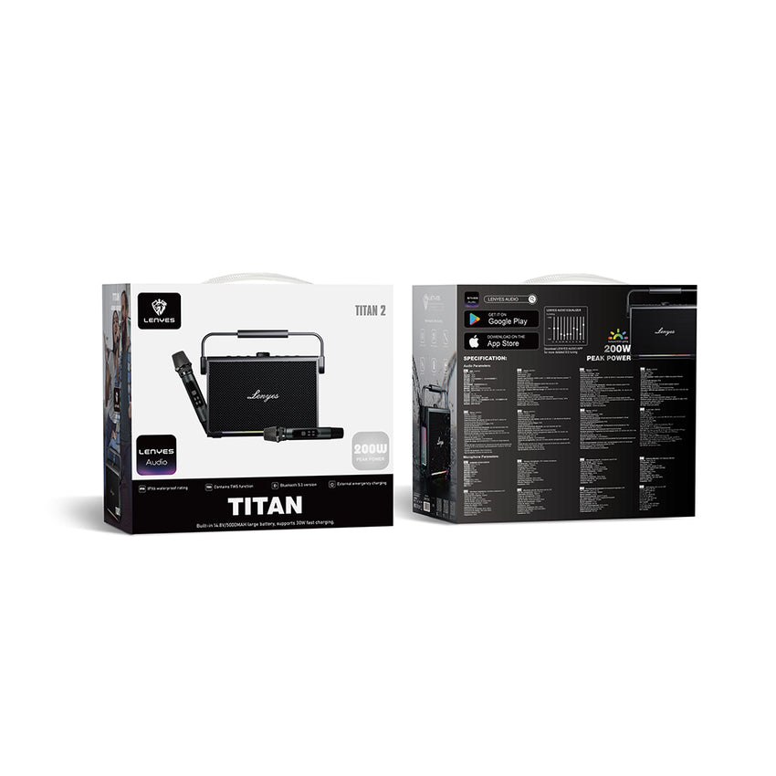 Lenyes Titan 2 Serisi RGB Işıklı Çift Mikrofonlu TWS Bluetooth Speaker Hoparlör 200W