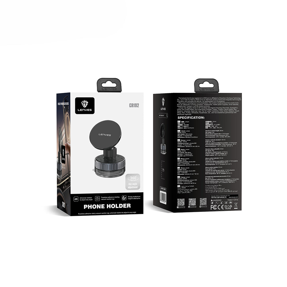 Lenyes CR192 Magnetik Telefon Tutucu | Vakum Taban & 360° Dönebilir