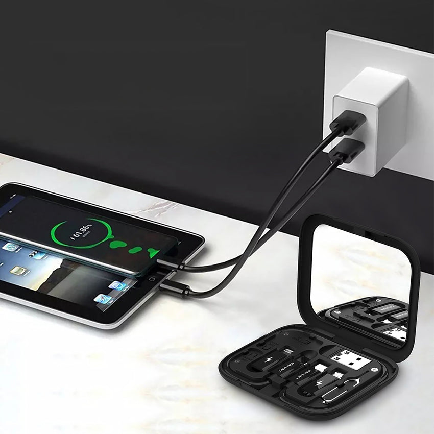 Lenyes LB602 | 6in1 Type-C to Type-C 60W Kablolu Adaptör Seti | Standlı & Aynalı Saklama Kutusu