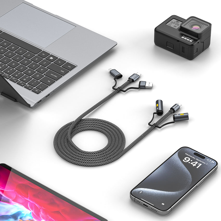 Lenyes LC112 Çoklu Şarj Kablolu Fener ve Çakmaklık Özellikli 6in1 Kablo 240W 1M