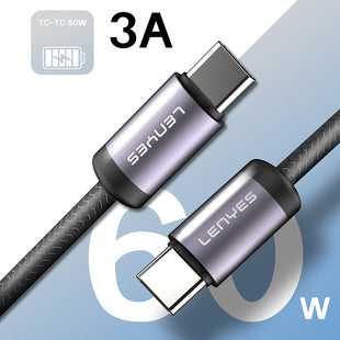 Lenyes LC537 | 60W Type-C to Type-C Örgülü Hızlı Şarj Kablosu | 1M